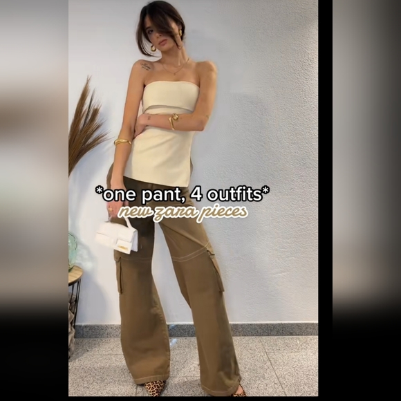 NWT Zara high waisted wide leg cargo pants - Picture 14 of 16